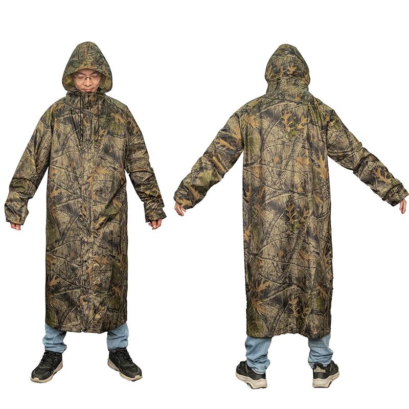 Fishing Rain Suit - Płaszcz przeciwdeszczowy kamuflażowy dla dorosłych, długi,